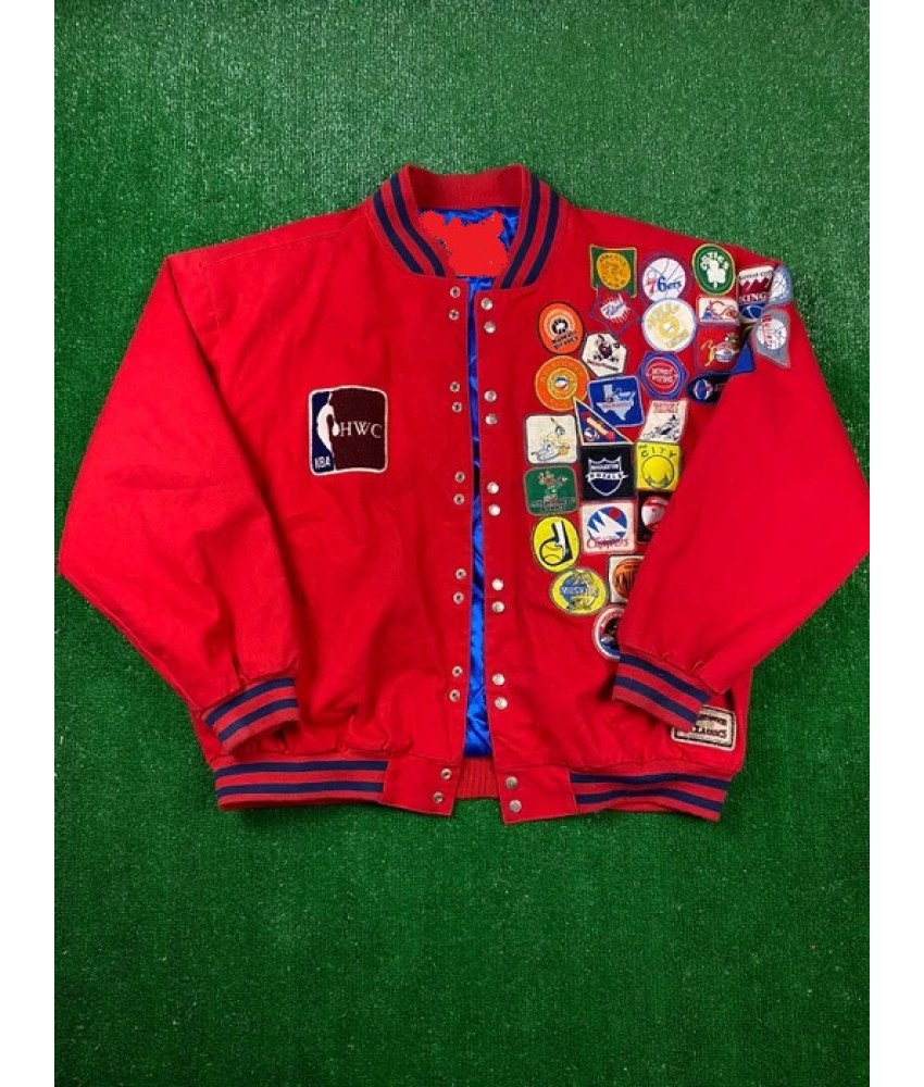 Vintage 90s Jeff Hamilton Hwc Nba Patch Heavy Varsity Jacket